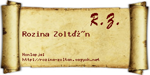 Rozina Zoltán névjegykártya